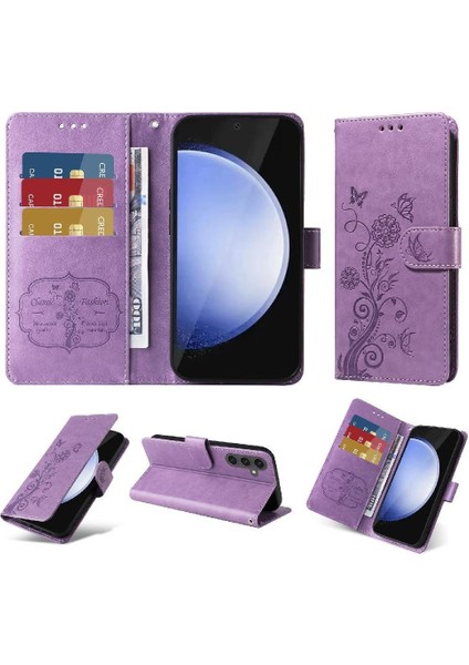 Samsung Galaxy S24 Fe Flip Cardyuvaları Çiçek Deri Için Flip Case (Yurt Dışından)