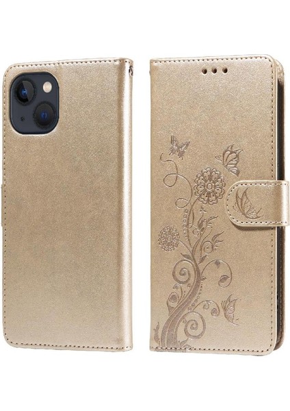 IPhone 14 Için Flip Case Artı Kart Yuvaları Deri Flip Çiçek (Yurt Dışından)