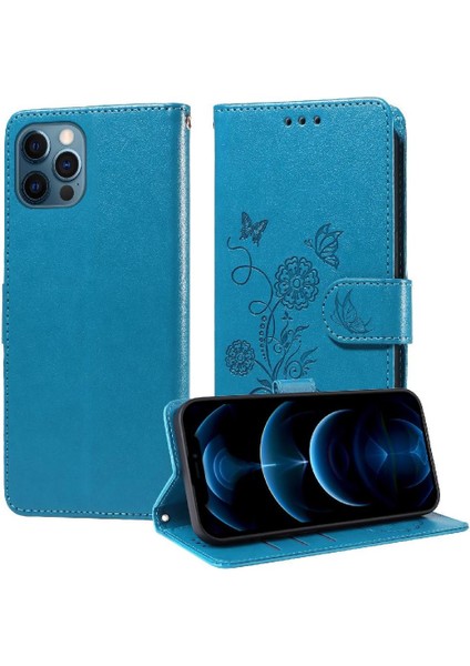 IPhone 12 Için Flip Case Pro Max Flip Çiçek Cardyuvaları Deri (Yurt Dışından)