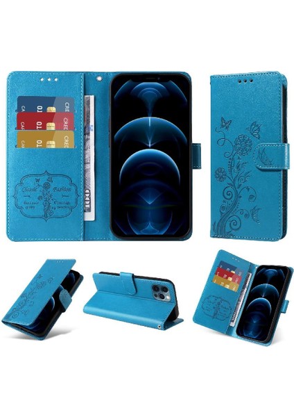 IPhone 12 Için Flip Case Pro Max Flip Çiçek Cardyuvaları Deri (Yurt Dışından)