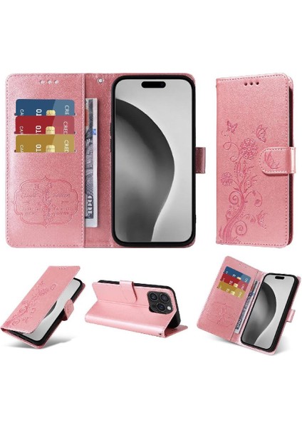 IPhone 16 Pro Flip Deri Kart Yuvaları Çiçek Için Flip Case (Yurt Dışından) modelleri