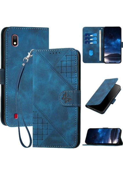 Samsung Galaxy A10 Kabartmalı Kelebek ve Kredi Kartı Yuvası Için Flip Case (Yurt Dışından)