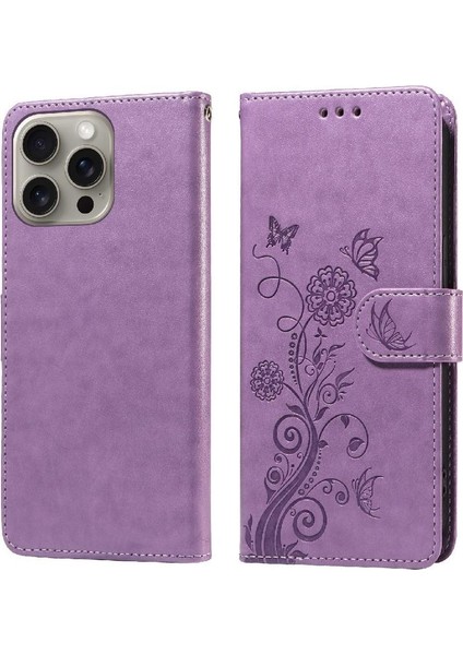IPhone 15 Için Flip Case Pro Max Flip Çiçek Cardyuvaları Deri (Yurt Dışından)