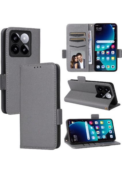 Xiaomi 14T Manyetik Pu Deri Yan Toka Cüzdan Kart Yuvaları Için Flip Case (Yurt Dışından)