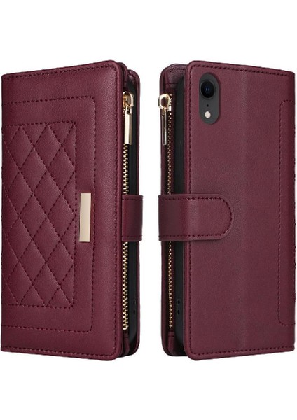 IPhone Xr Darbeye Dayanıklı Kayış Kart Yuvaları Cüzdan Için Flip Case (Yurt Dışından)