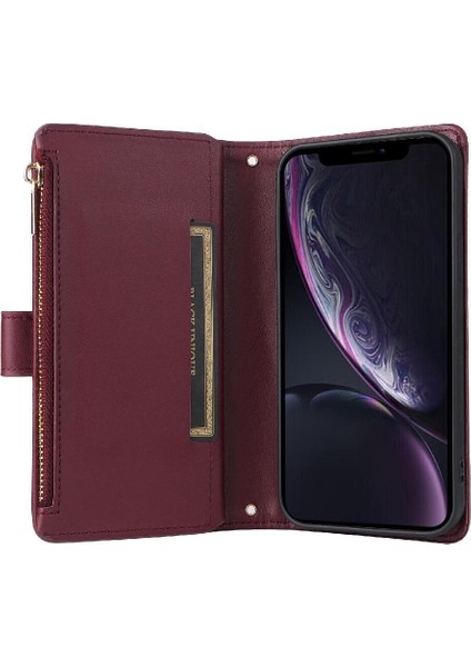 IPhone Xr Darbeye Dayanıklı Kayış Kart Yuvaları Cüzdan Için Flip Case (Yurt Dışından)