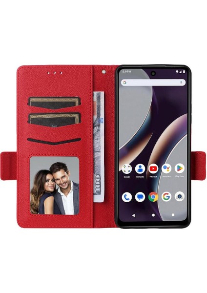 Blu G54 Yan Toka Pu Deri Manyetik Cüzdan Kart Yuvaları Için Flip Case (Yurt Dışından)