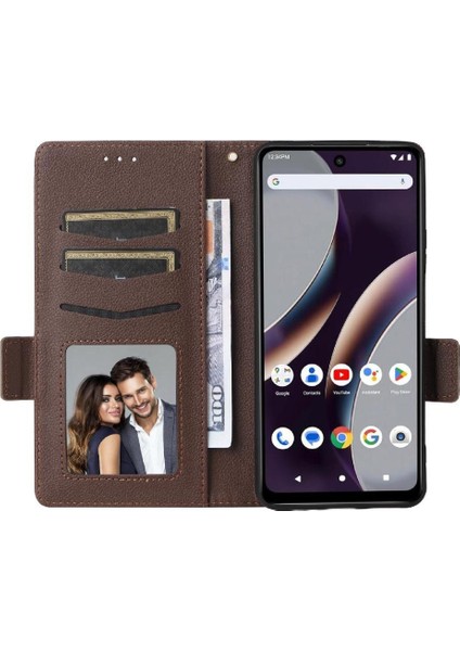 Blu G54 Yan Toka Pu Deri Manyetik Cüzdan Kart Yuvaları Için Flip Case (Yurt Dışından)