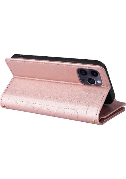 IPhone 14 Için Flip Case Pro Max Darbeye Cüzdan Kayış Kart Yuvaları (Yurt Dışından)
