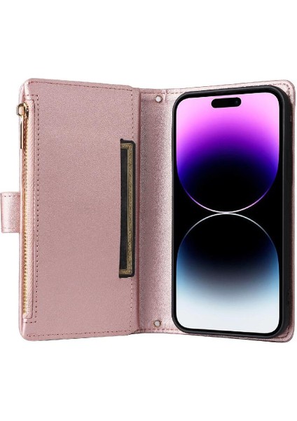 IPhone 14 Için Flip Case Pro Max Darbeye Cüzdan Kayış Kart Yuvaları (Yurt Dışından)