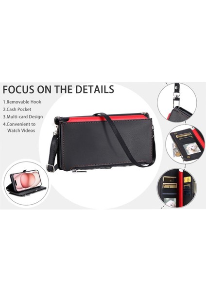Nokia G22 Fermuar Faturaları Yuvası Durumda Cüzdan Uzun Kordon Için Crossbody Durumda (Yurt Dışından)