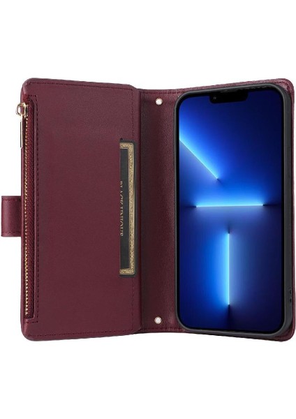 IPhone 13 Için Flip Case Pro Max Kayış Kart Yuvaları Cüzdan Darbeye (Yurt Dışından)