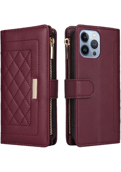 IPhone 13 Için Flip Case Pro Max Kayış Kart Yuvaları Cüzdan Darbeye (Yurt Dışından)