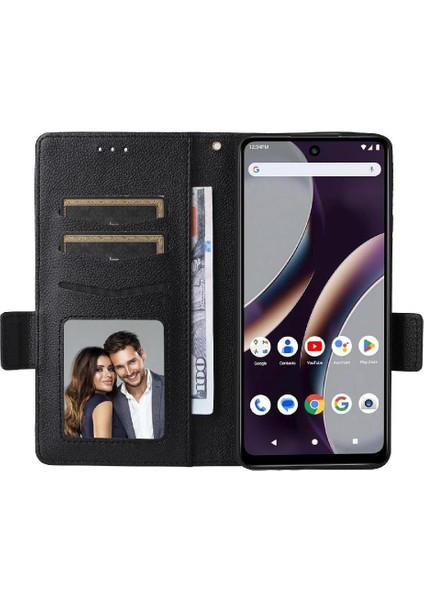 Blu G54 Yan Toka Pu Deri Manyetik Cüzdan Kart Yuvaları Için Flip Case (Yurt Dışından)