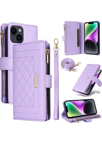 IPhone 14 Için Flip Case Artı Kayış Cüzdan Kart Yuvaları Darbeye (Yurt Dışından)