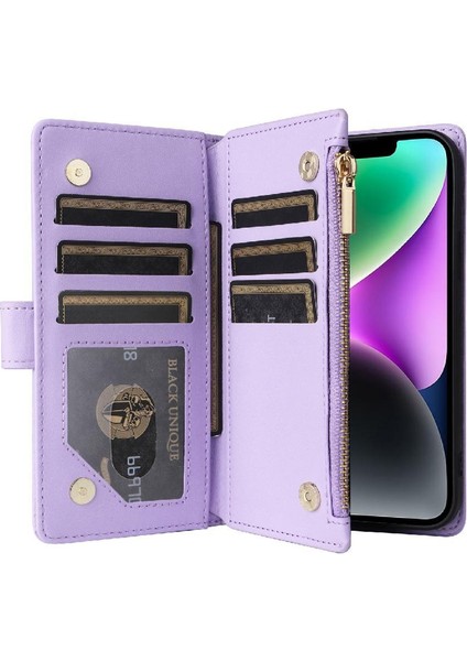 IPhone 14 Için Flip Case Artı Kayış Cüzdan Kart Yuvaları Darbeye (Yurt Dışından)