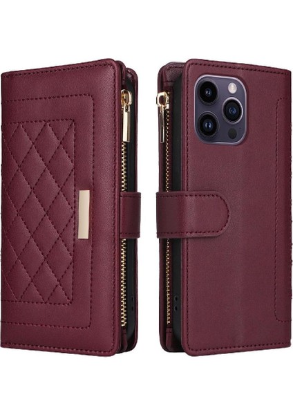 IPhone 14 Için Flip Case Pro Max Darbeye Cüzdan Kayış Kart Yuvaları (Yurt Dışından)
