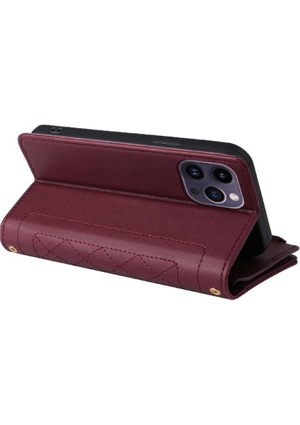 IPhone 14 Için Flip Case Pro Max Darbeye Cüzdan Kayış Kart Yuvaları (Yurt Dışından)