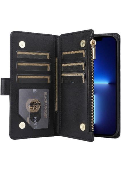 IPhone 13 Için Flip Case Pro Max Kayış Kart Yuvaları Cüzdan Darbeye (Yurt Dışından)