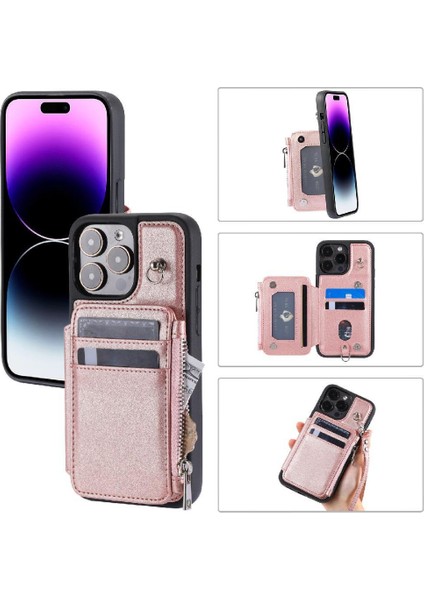 IPhone 13 Için Cüzdan Durumda Pro Rfıd Engelleme Pu Deri 3 Büyük Kart Çevirme (Yurt Dışından)