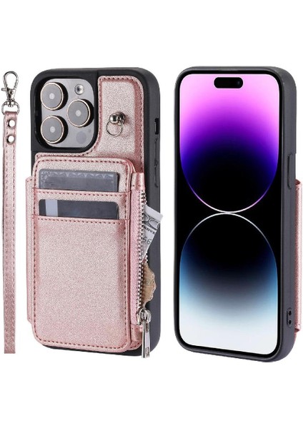 IPhone 13 Için Cüzdan Durumda Pro Rfıd Engelleme Pu Deri 3 Büyük Kart Çevirme (Yurt Dışından)