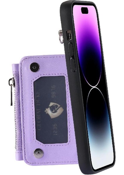 IPhone 13 Için Cüzdan Durumda Pro Rfıd Engelleme Pu Deri 3 Büyük Kart Çevirme (Yurt Dışından)