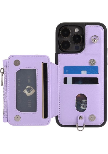 Cüzdan Kılıf IPhone 13 Için Pro Max Pu Deri Kickstand Flip Folio Kılıf 3 (Yurt Dışından)