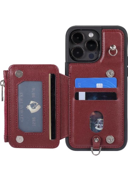 Cüzdan Kılıf IPhone 13 Için Pro Max Pu Deri Kickstand Flip Folio Kılıf 3 (Yurt Dışından)