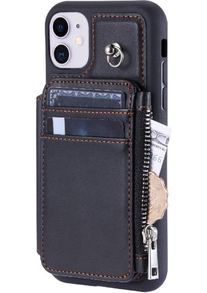 Cüzdan Kılıf IPhone 12 Için Kickstand 3 Büyük Kart Pu Deri Flip Folio (Yurt Dışından)