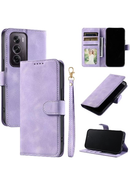 Oppo Oppo 12 Pro 5g Için Flip Case Manyetik Bilek Kayışı Pu Deri Cüzdan (Yurt Dışından)