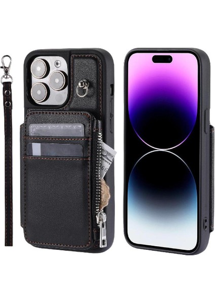 Cüzdan Kılıf IPhone 14 Pro Max Flip Folio Kılıf Pu Deri 3 Büyük Kart (Yurt Dışından)