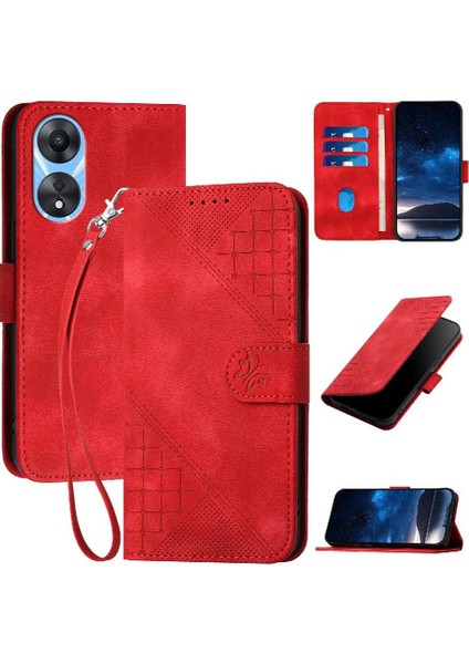 Oppo A78 4g Kabartmalı Kelebek Yüksek Kaliteli Deri Telefon Için Flip Case (Yurt Dışından)