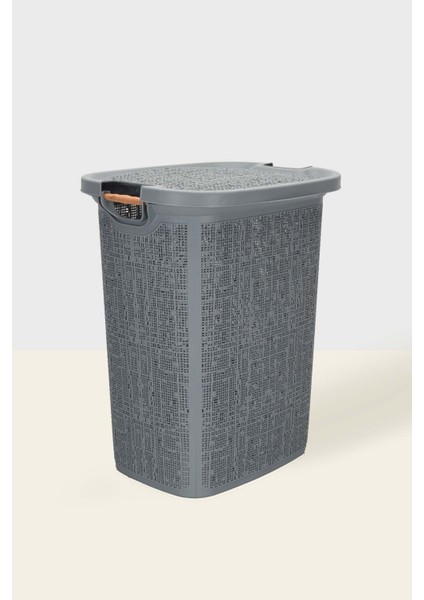 50-99 L Woow Desen Ahşap Kulplu Antistatik Kirli Çamaşır Sepeti 60 Lt - Antrasit Gri 60 x 40 Plasti modelleri