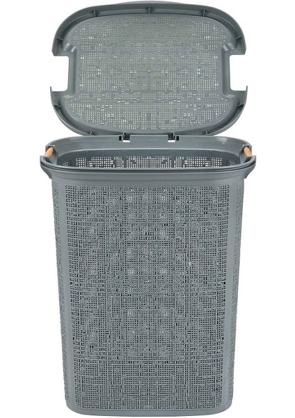 50-99 L Woow Desen Ahşap Kulplu Antistatik Kirli Çamaşır Sepeti 60 Lt - Antrasit Gri 60 x 40 Plasti indirimleri