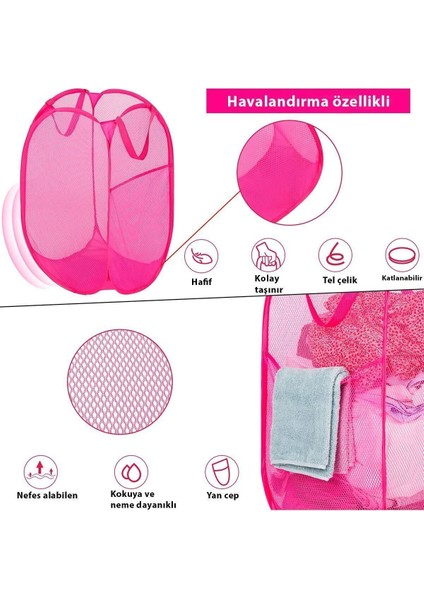 Kumaş Katlanabilir Çamaşır Sepeti Renkli Çok Amaçlı Çamaşır Filesi Oyuncak Saklama Kutusu Kirli Sep