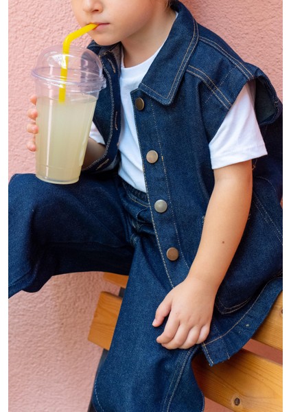 Unisex Cepli Kot Yelek Mavi