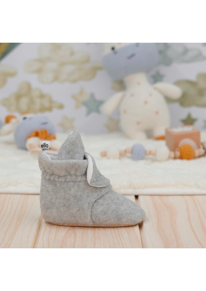 Polar Bebek Pandufu, Kaydırmaz Taban, Ev Botu, Kreş Ayakkabısı Patik, Gri