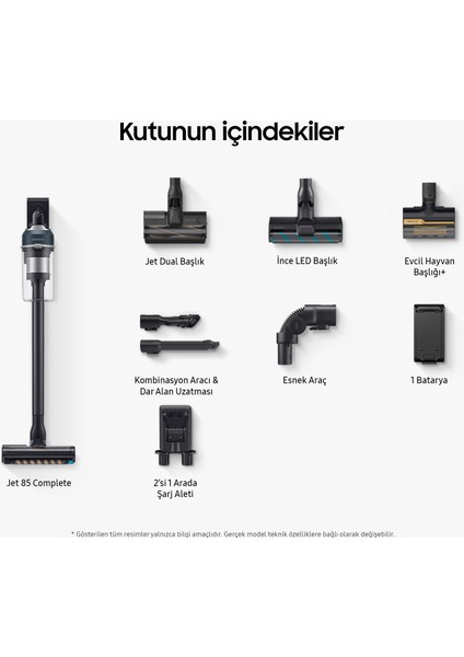 VS20C8524TB/TR Jet 85 Şarjlı Dikey Süpürge, 210W Emiş Gücü, Dijital Invertör Motor