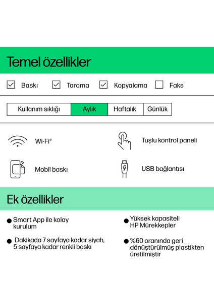 DeskJet Ink Advantage 2876 Kablosuz All-in-One Renkli Yazıcı, Fotokopi Makinesi, Tarayıcı, 6W7E6C