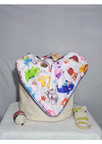 Frontehome Polar Bebek& Çocuk Battaniye ve Çift Katlı Hayvan Desenli Kedi Flamingo Tlk Balık