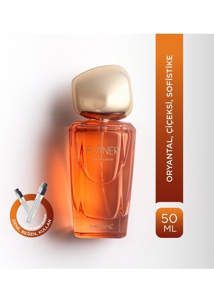 Flâner EDP Kadın Parfüm, Oryantal-Çiçeksi, Narenciye, Lavanta, Safran, Adaçayı, Amber, Sedir, 50ml