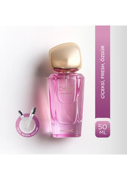 Cherié EDP Kadın Parfüm 50ml | Çiçeksi ve Fresh | Çilek, Ananas, Şakayık, Müge, Yasemin, Amber