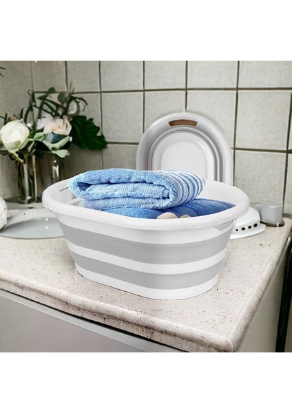 20-49 L Gri Katlanır Çamaşır Sepeti Büyük Boy 26 Lt Katlanabilir Sepet Plastik 60 x 40 Gri