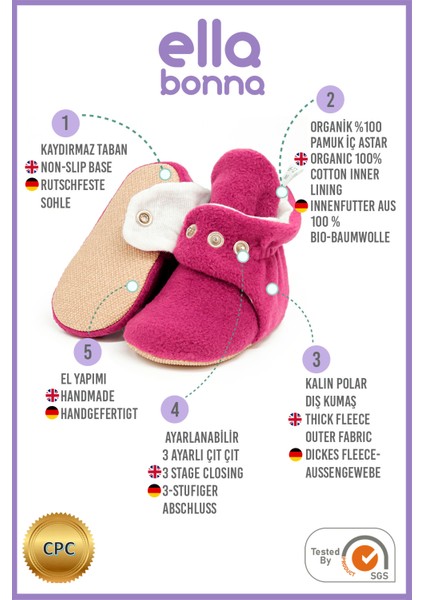 Polar Bebek Pandufu, Kaydırmaz Taban, Ev Botu, Kreş Ayakkabısı Patik, Mor modelleri