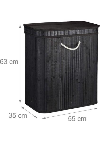 Siyah El Yapımı Bambu Iki Bölmeli Çamaşır Sepeti Bambu fiyatları