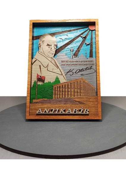 Atatürk ve Anıtkabir Ahşap Mdf Çok Katmanlı Dekoratif Tablo Ankara Tablosu