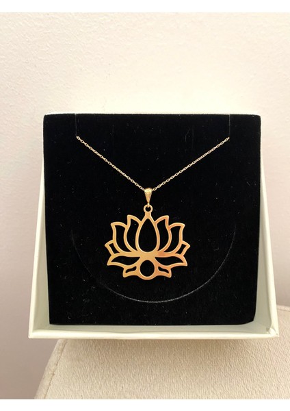 925 Ayar Gümüş Ada Lotus Kolye-Büyük Boy