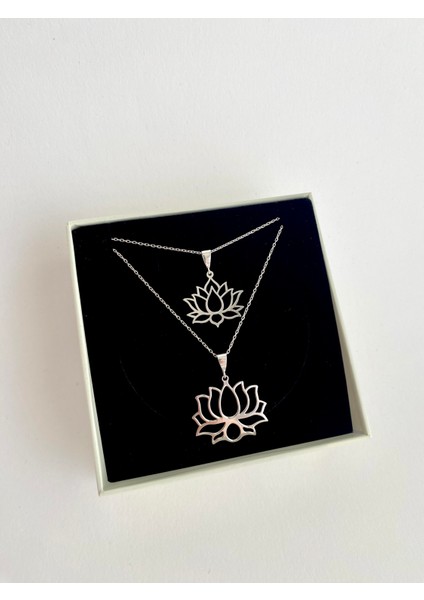 925 Ayar Gümüş Ada Lotus Kolye-Küçük Boy-Silver modelleri