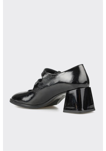 Siyah Deri Kadın Topuklu Ayakkabı modelleri