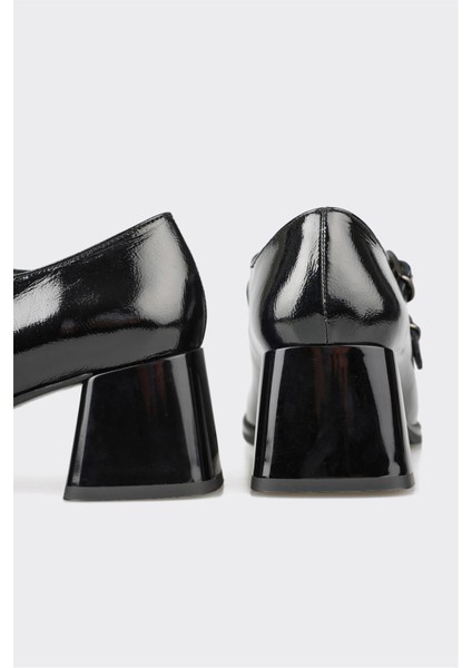 Siyah Deri Kadın Topuklu Ayakkabı fırsatları